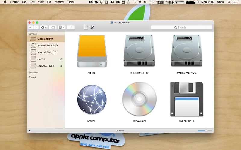  immagine che mostra il floppy disk in macbook pro